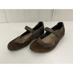 NAOT Kirei Suede Leather Mary Janes Flats Loafers Brown Gold Womens 38 / 7.5